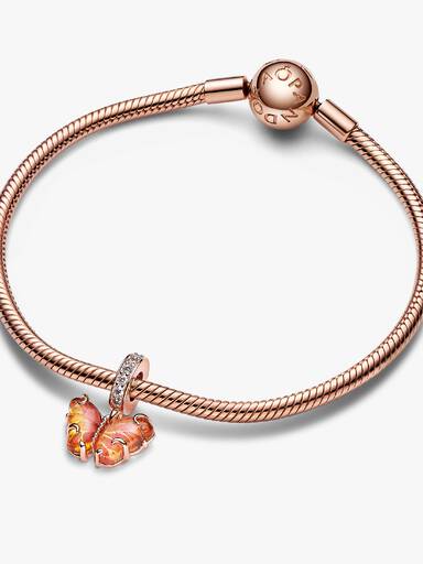 Charms-zawieszka Motyl z różowego i żółtego szkła Murano