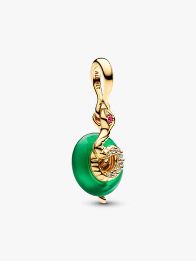 Charms-zawieszka z zielonego szkła Murano Wąż