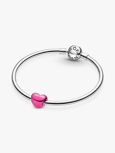 Charms Metaliczne różowe serce