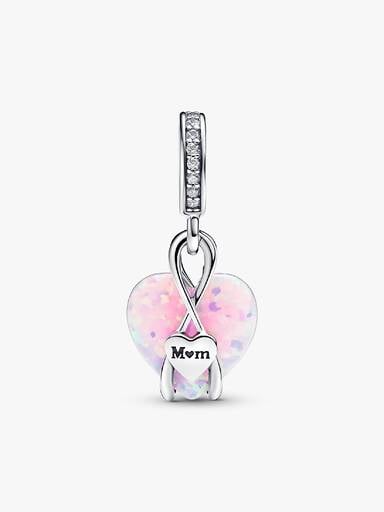 Opalizujący charms-zawieszka Serce mamy