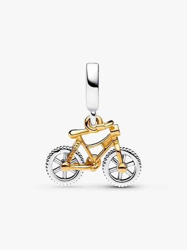 Dwutonowy charms-zawieszka Rower na obrotowych kołach