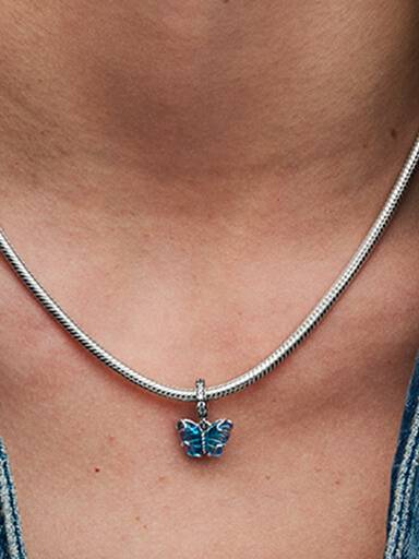 Charms-zawieszka Motyl z niebieskiego szkła Murano
