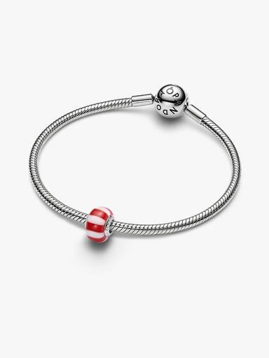Charms Czerwono-białe Murano, Platerowane platyną