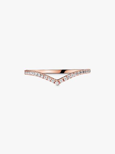 Błyszczący pierścionek wishbone, Platerowanie z 14k różowego złota