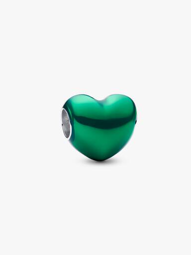 Charms Zielone metaliczne serce