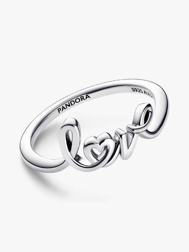 Pierścionek w kształcie odręcznego napisu „love”