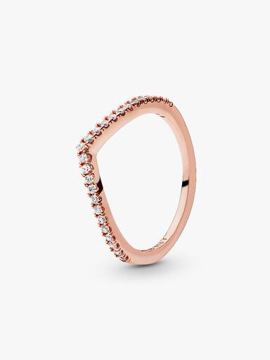 Błyszczący pierścionek wishbone, Platerowanie z 14k różowego złota