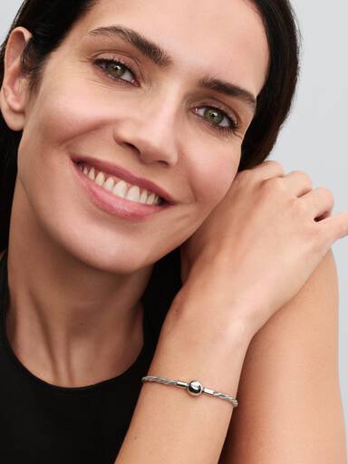 Bransoletka Pandora o skręconym splocie wężykowym z okrągłym zapięciem
