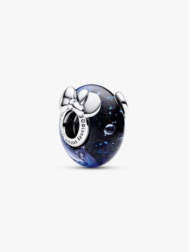 Charms Disney Myszka Miki i Myszka Minnie z niebieskiego szkła Murano