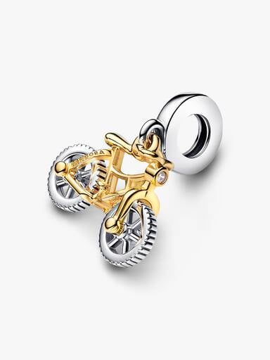 Dwutonowy charms-zawieszka Rower na obrotowych kołach