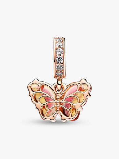 Charms-zawieszka Motyl z różowego i żółtego szkła Murano