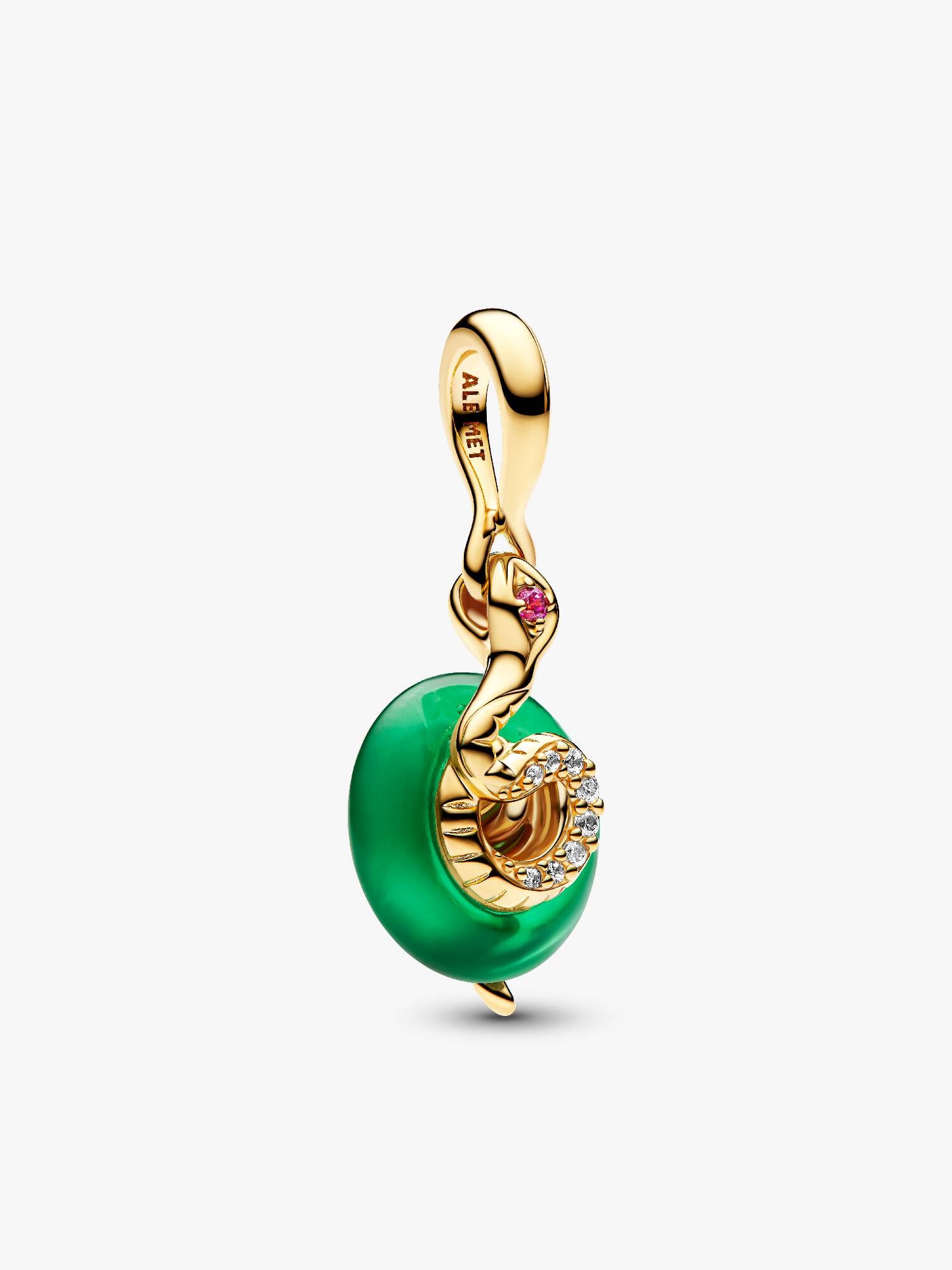 Charms-zawieszka z zielonego szkła Murano Wąż
