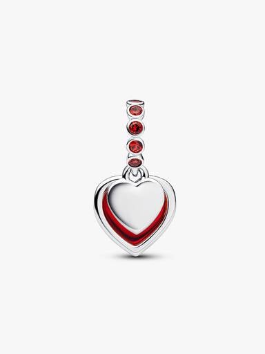 Podwójny charms-zawieszka Serce z czerwonego szkła Murano
