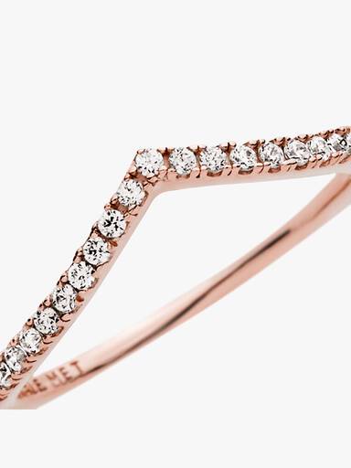 Błyszczący pierścionek wishbone, Platerowanie z 14k różowego złota
