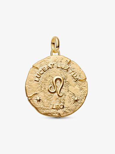 Duży charms-medalion ze znakiem zodiaku Lew