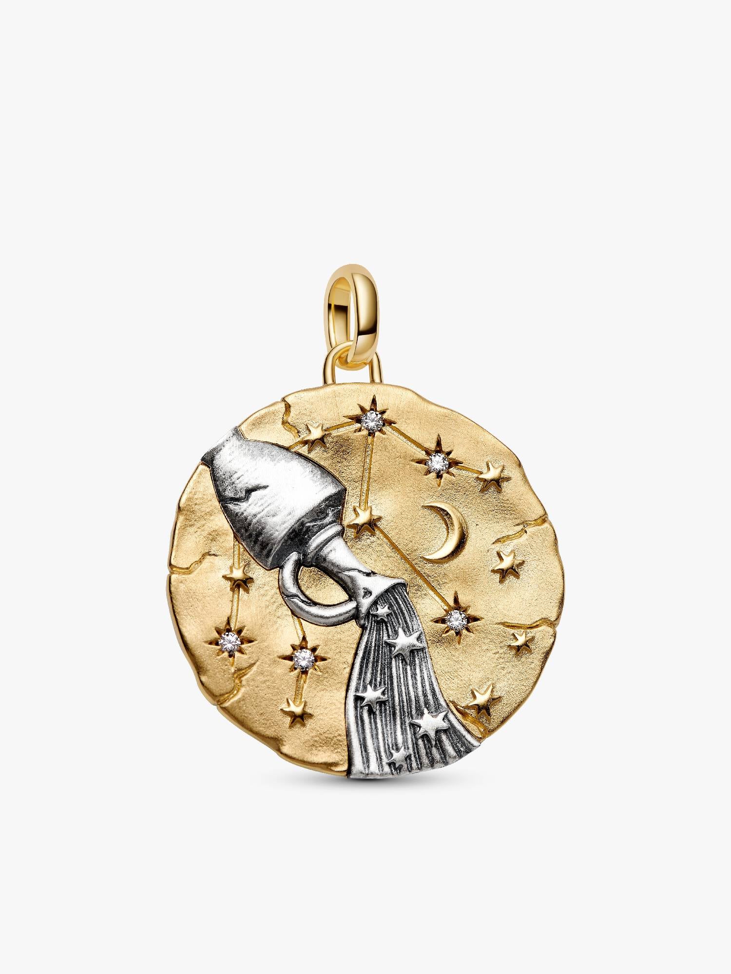 Duży charms-medalion ze znakiem zodiaku Wodnik