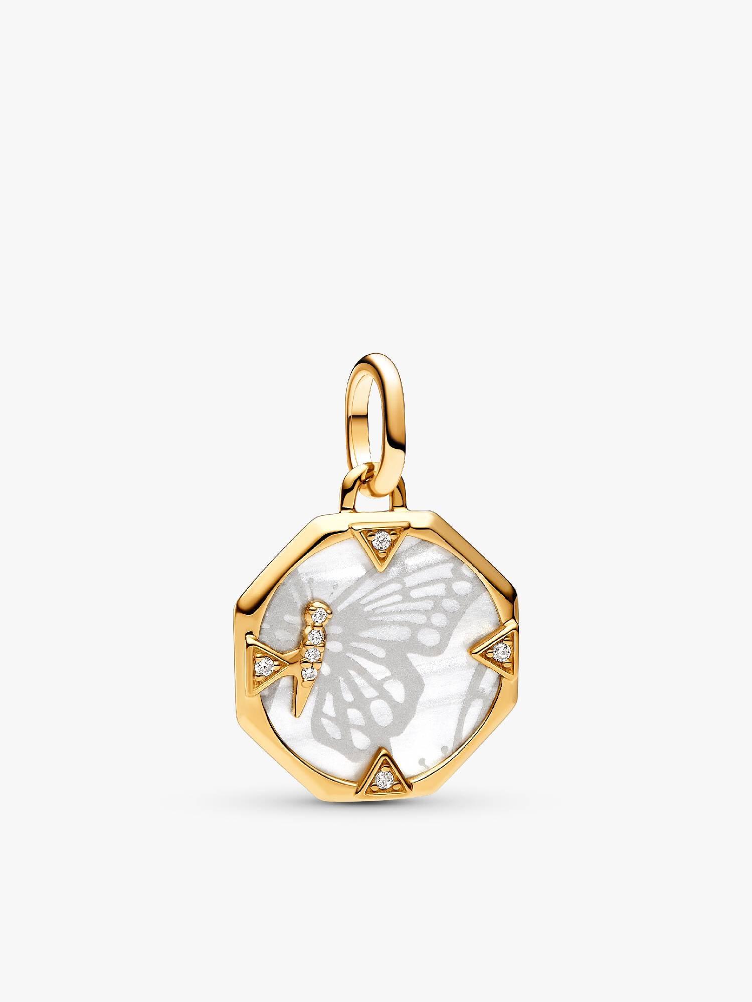 Charms-medalion Perłowozłoty motyl