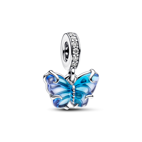Charms-zawieszka Motyl z niebieskiego szkła Murano