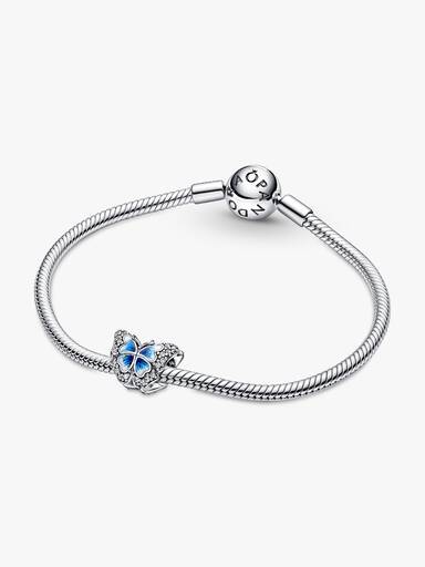 Lśniący charms z błękitnym motylem