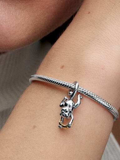 Dwutonowy charms-zawieszka Ruchoma małpka