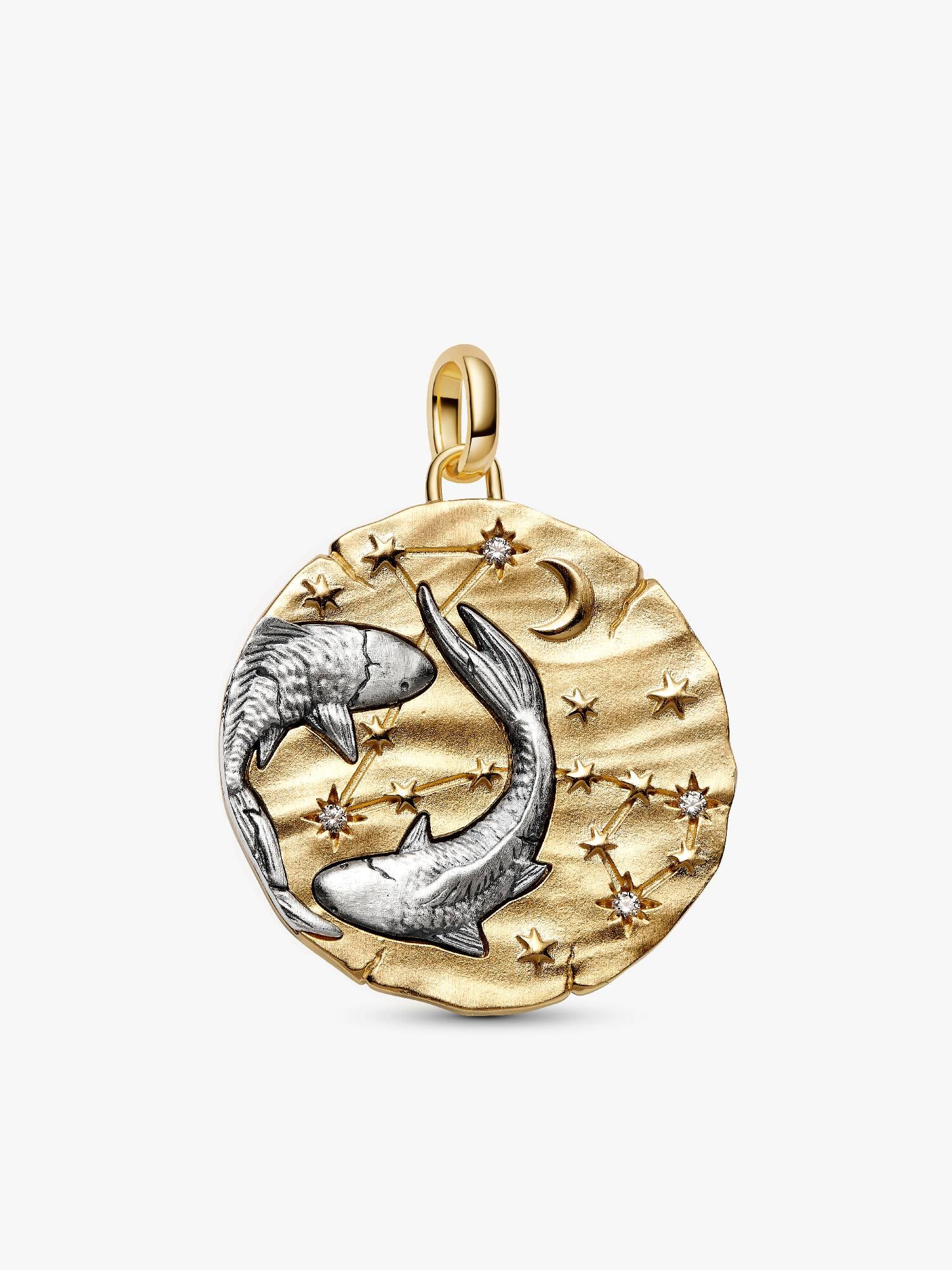 Duży charms-medalion ze znakiem zodiaku Ryby