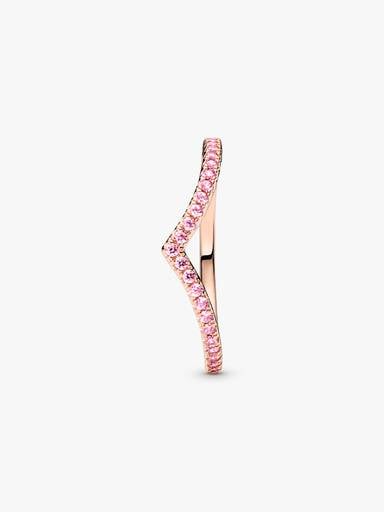 Lśniący różowy pierścionek Pandora Timeless, Platerowanie z 14k różowego złota