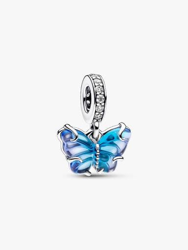 Charms-zawieszka Motyl z niebieskiego szkła Murano