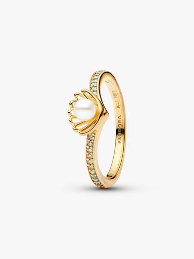 Pierścionek Disney Muszla Księżniczki Ariel z obrobioną słodkowodną perłą hodowaną