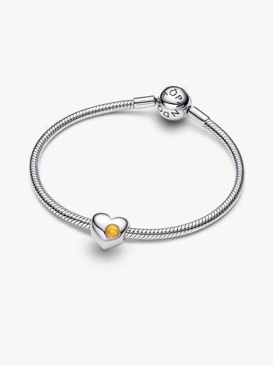 Charms do grawerowania w kształcie serca z żółtym kamieniem