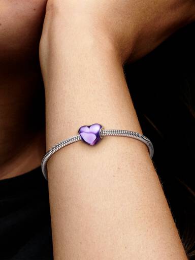 Charms Metaliczne fioletowe serce