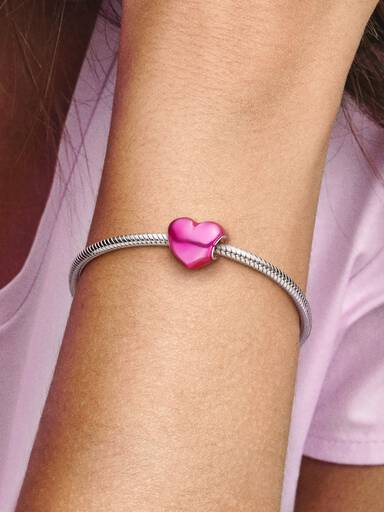 Charms Metaliczne różowe serce