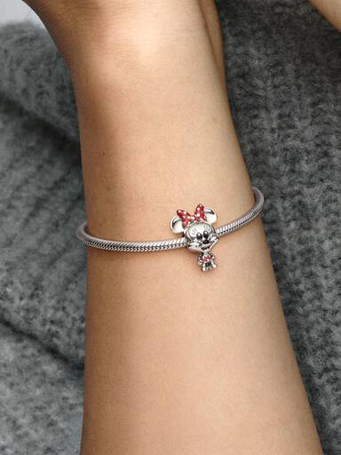 Disney Charms Myszka Minnie z sukienką i kokardą w grochy