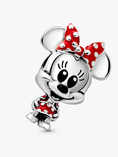 Disney Charms Myszka Minnie z sukienką i kokardą w grochy