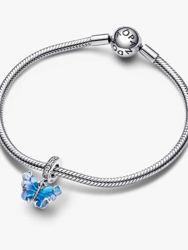 Charms-zawieszka Motyl z niebieskiego szkła Murano