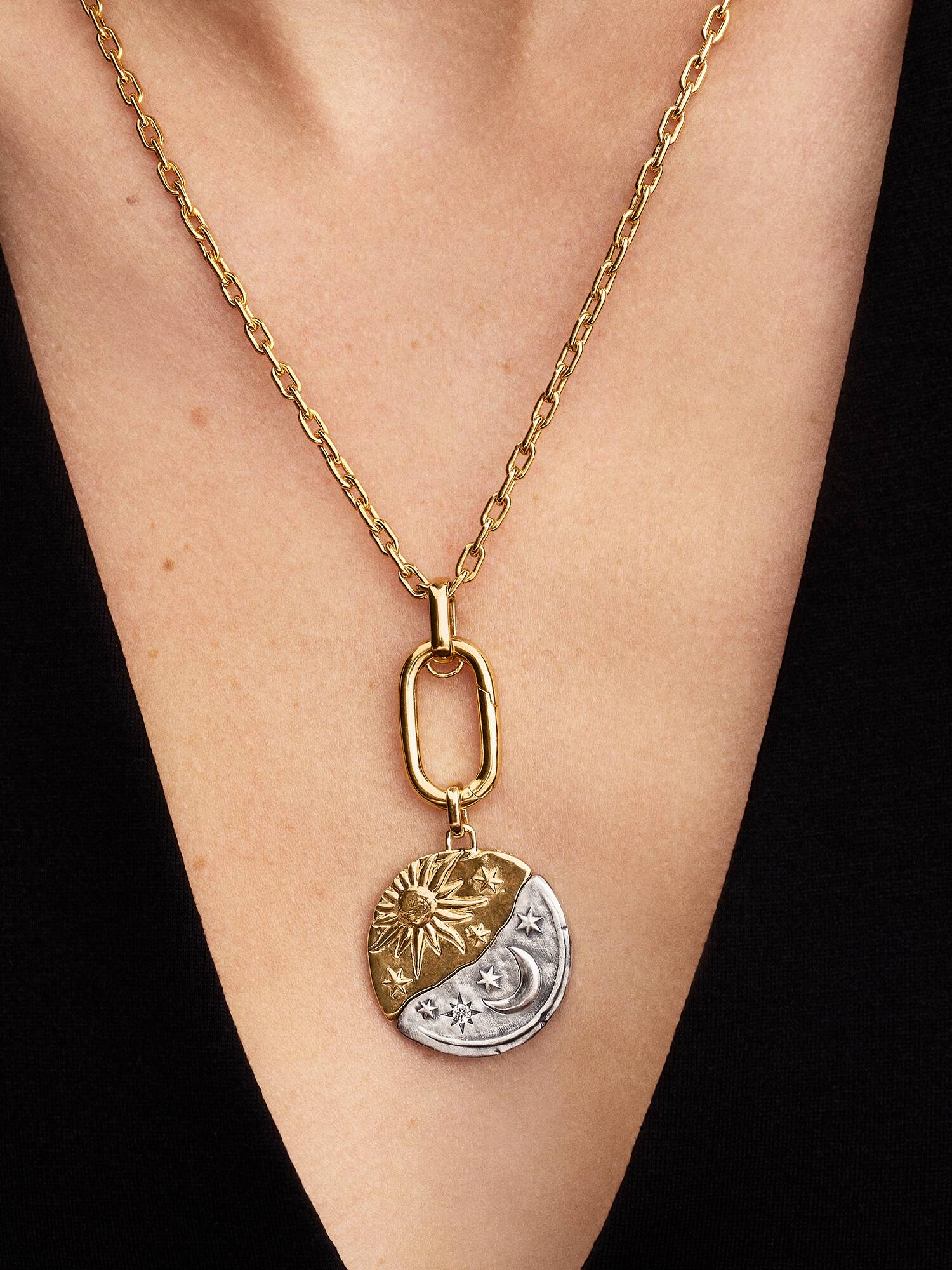 Duży charms-medalion Słońce i księżyc