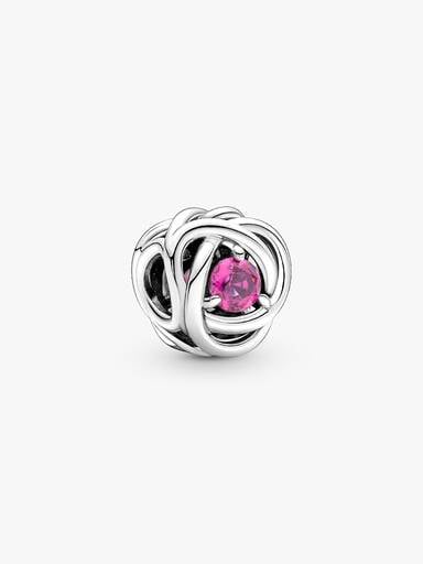 Październik Charms Urodzinowy Różowy symbol wieczności