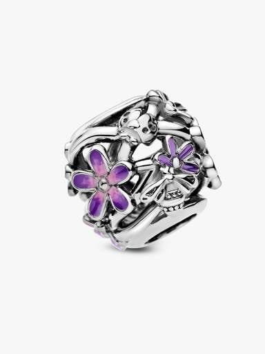 Ażurowy charms Fioletowa stokrotka
