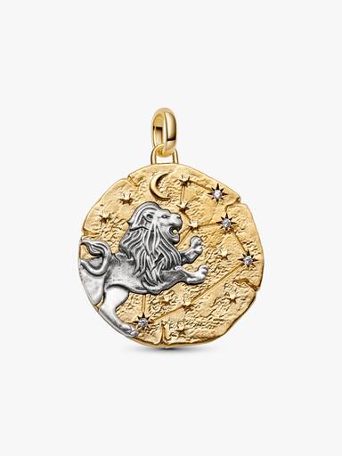Duży charms-medalion ze znakiem zodiaku Lew